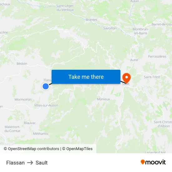 Flassan to Sault map