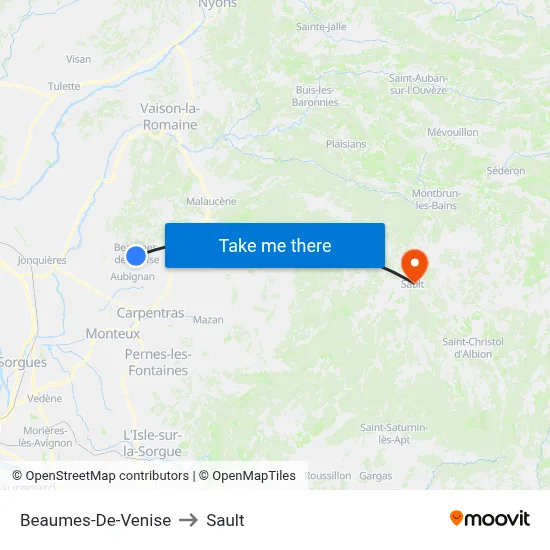 Beaumes-De-Venise to Sault map