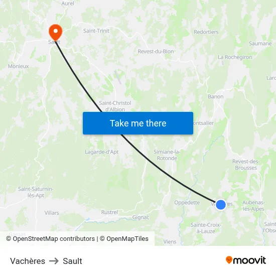 Vachères to Sault map