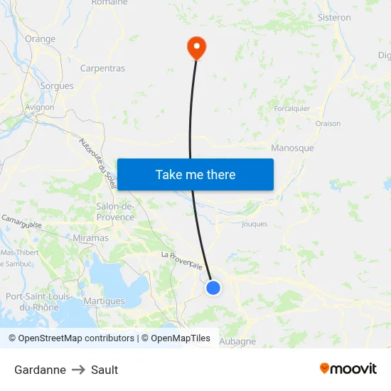 Gardanne to Sault map