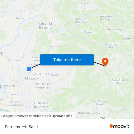 Sarrians to Sault map