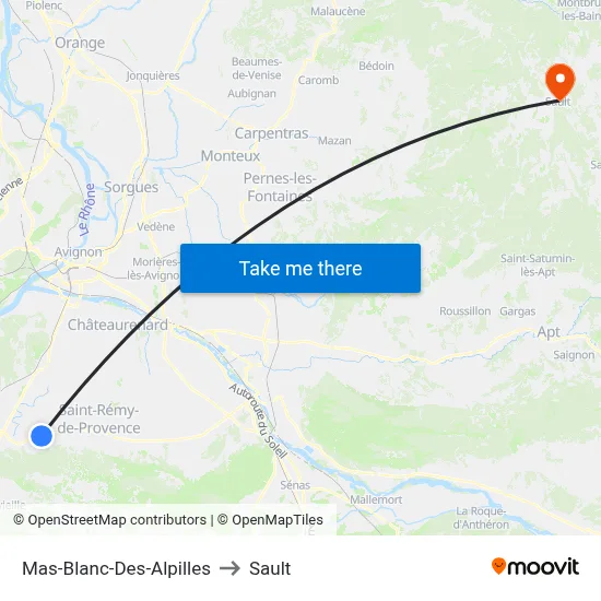 Mas-Blanc-Des-Alpilles to Sault map