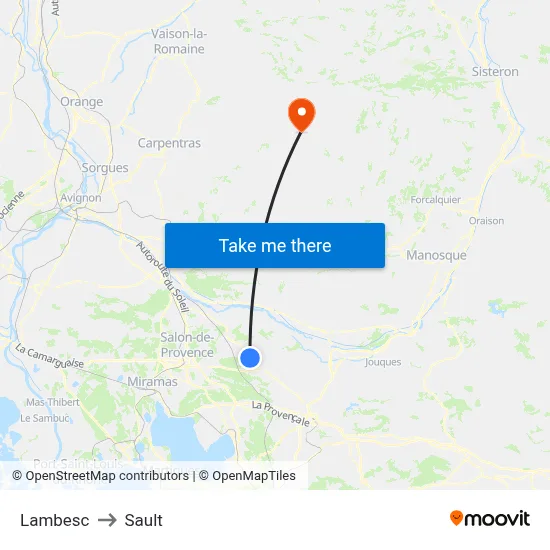 Lambesc to Sault map