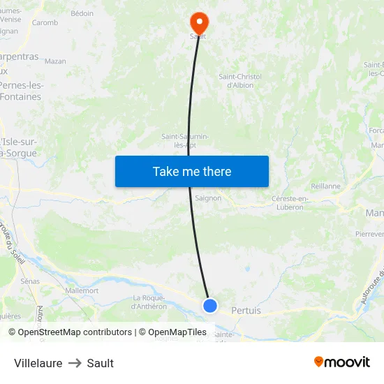 Villelaure to Sault map