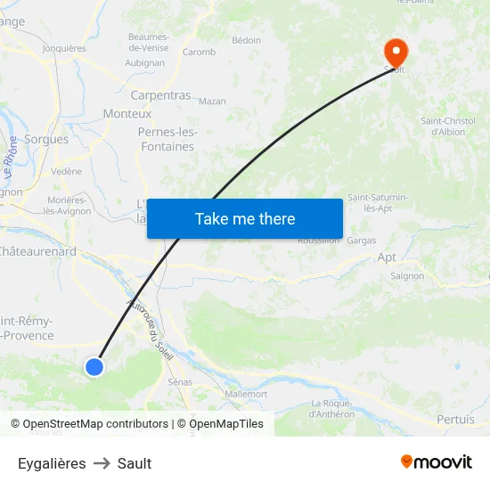 Eygalières to Sault map