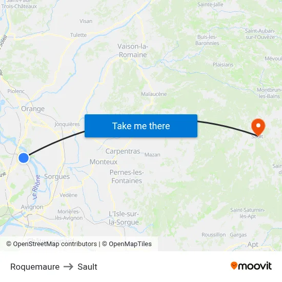 Roquemaure to Sault map