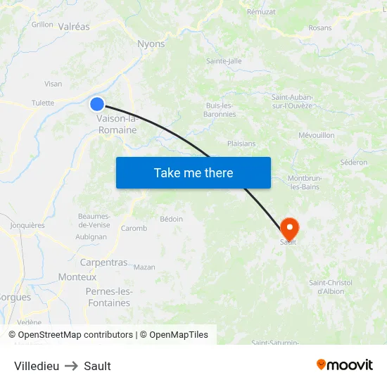 Villedieu to Sault map