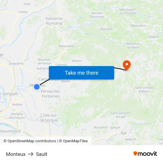 Monteux to Sault map