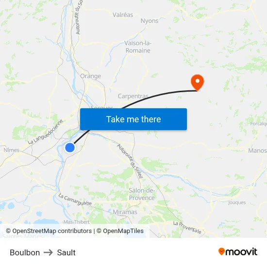 Boulbon to Sault map