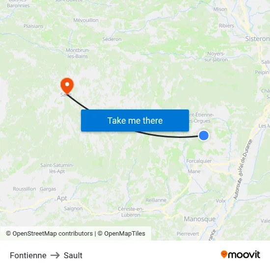 Fontienne to Sault map