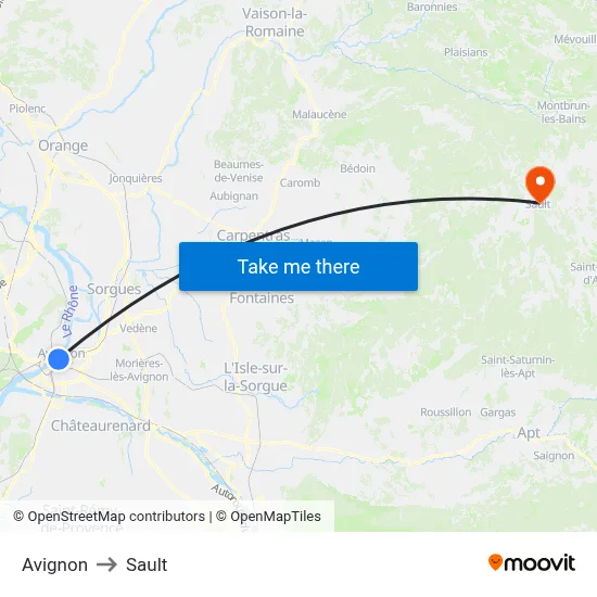 Avignon to Sault map