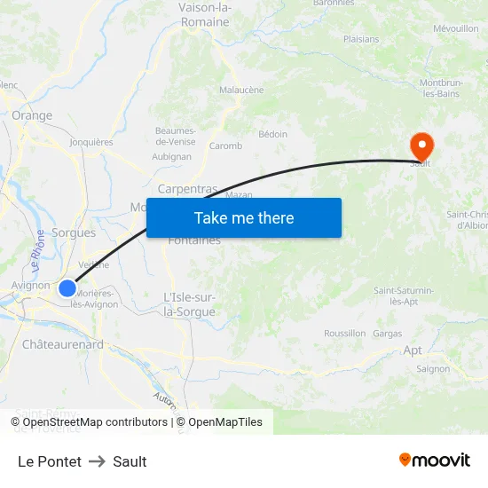 Le Pontet to Sault map