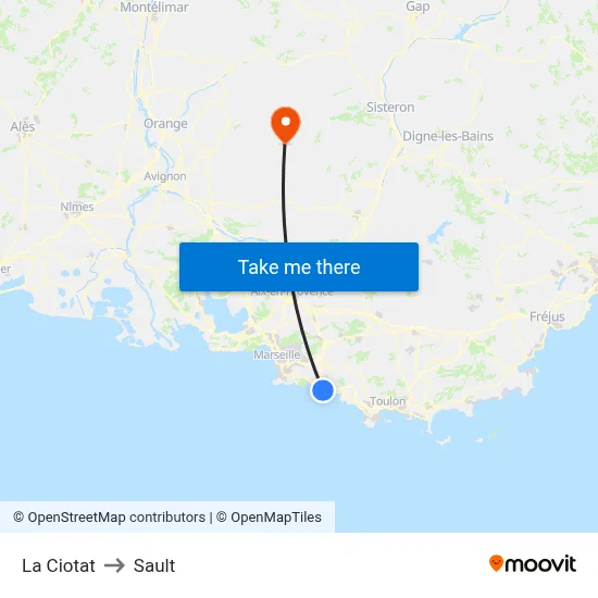 La Ciotat to Sault map