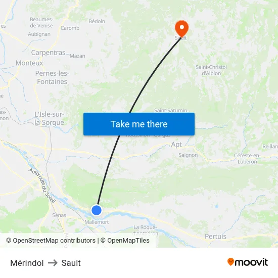 Mérindol to Sault map