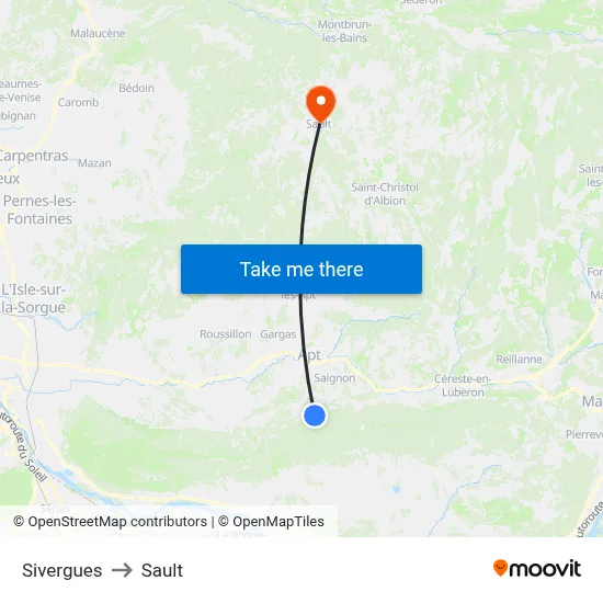 Sivergues to Sault map