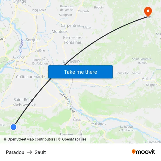 Paradou to Sault map