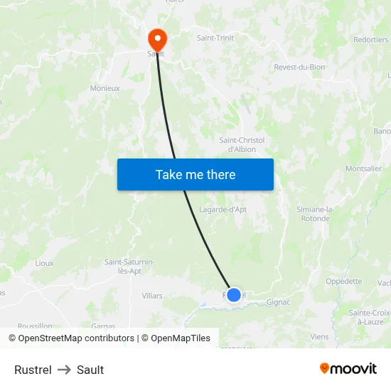 Rustrel to Sault map