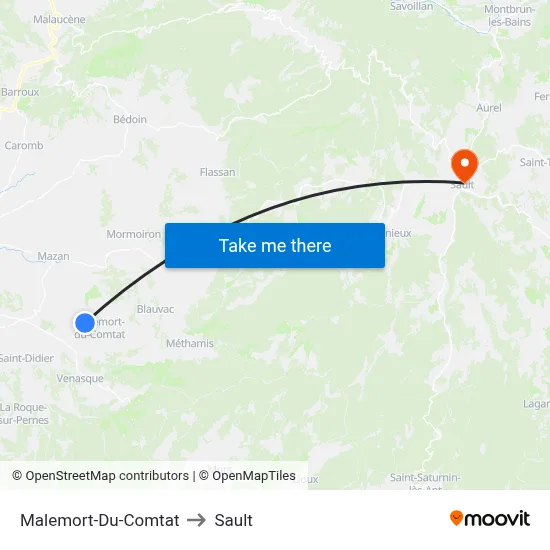 Malemort-Du-Comtat to Sault map