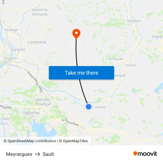 Meyrargues to Sault map