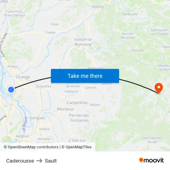 Caderousse to Sault map