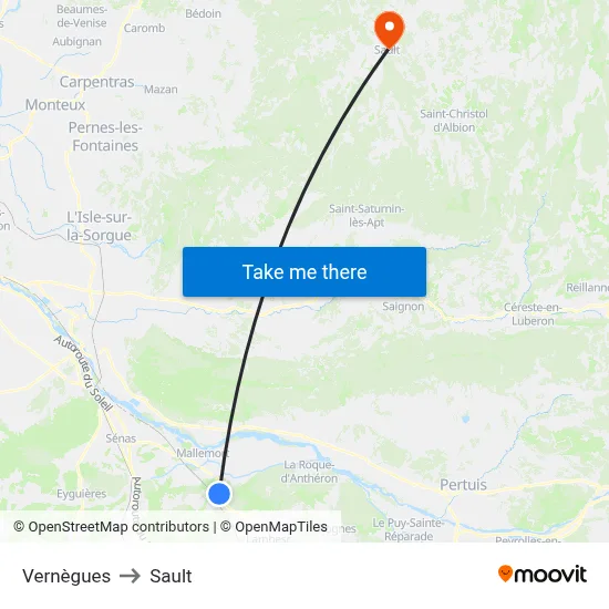 Vernègues to Sault map