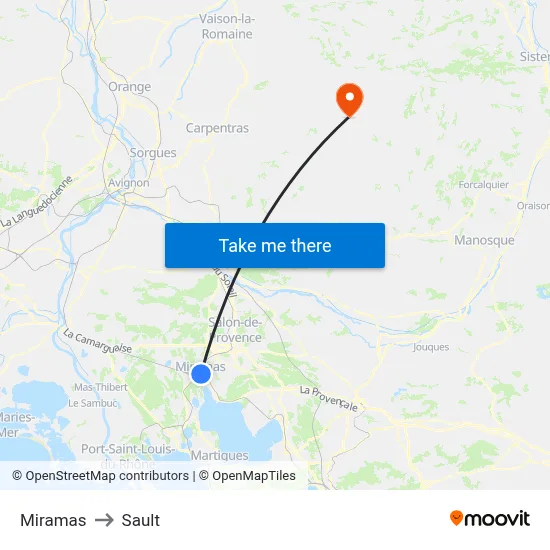 Miramas to Sault map