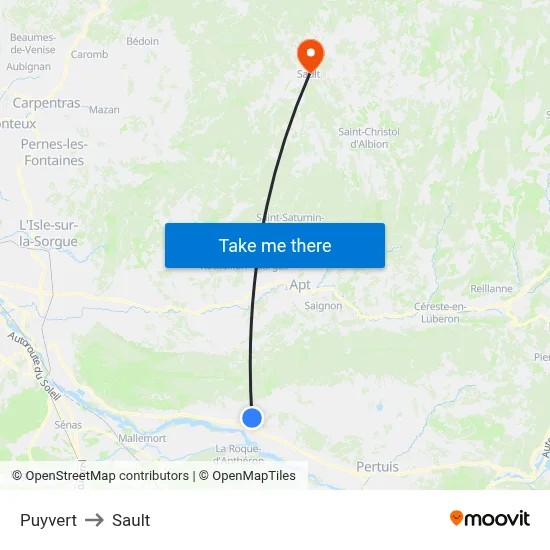 Puyvert to Sault map