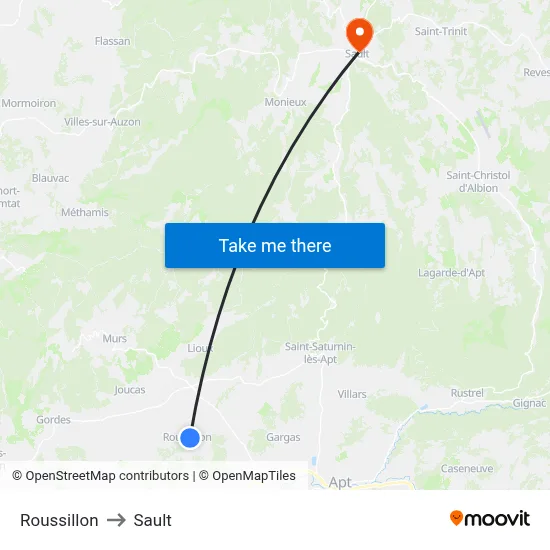 Roussillon to Sault map