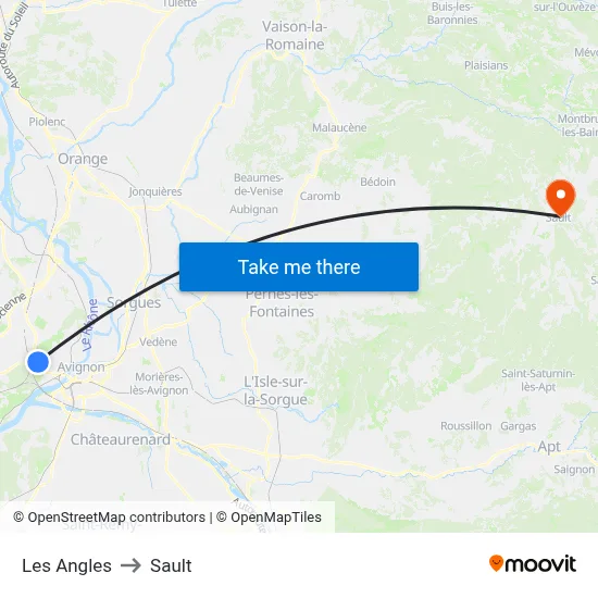 Les Angles to Sault map
