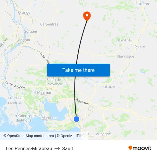 Les Pennes-Mirabeau to Sault map