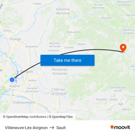 Villeneuve-Lès-Avignon to Sault map