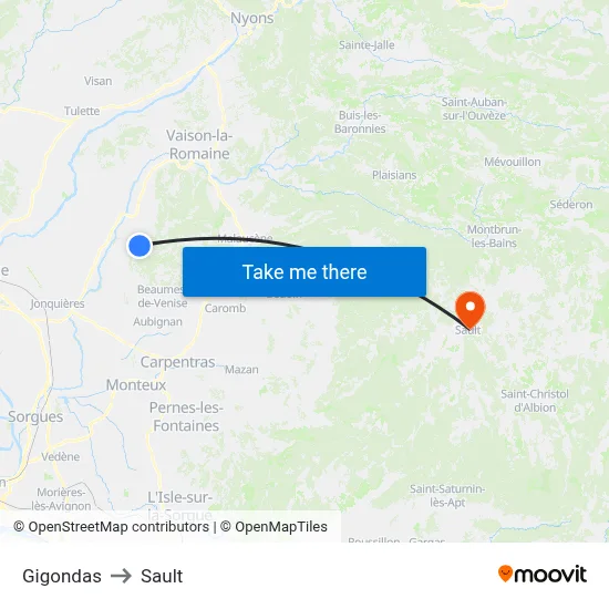 Gigondas to Sault map
