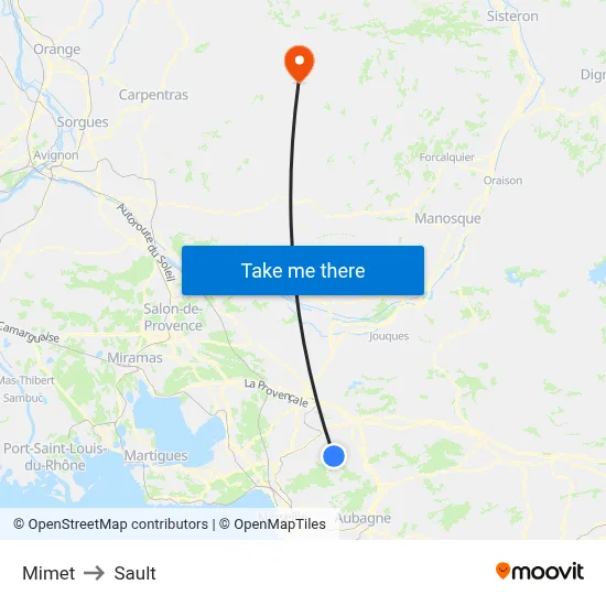 Mimet to Sault map