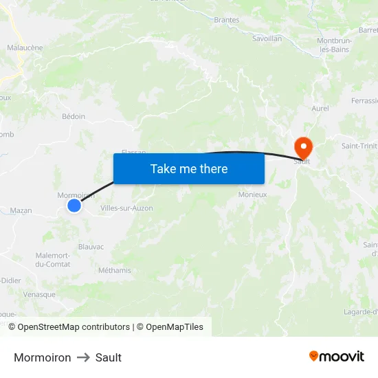Mormoiron to Sault map