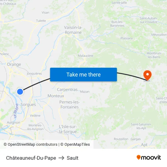 Châteauneuf-Du-Pape to Sault map
