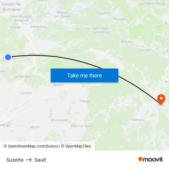 Suzette to Sault map