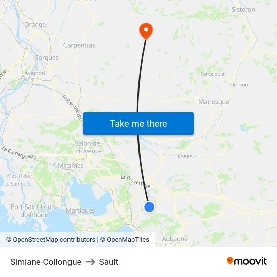 Simiane-Collongue to Sault map