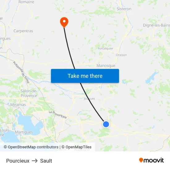 Pourcieux to Sault map
