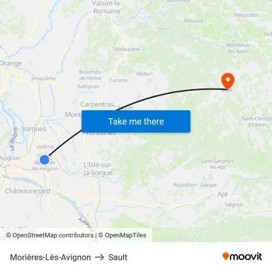 Morières-Lès-Avignon to Sault map
