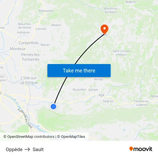 Oppède to Sault map
