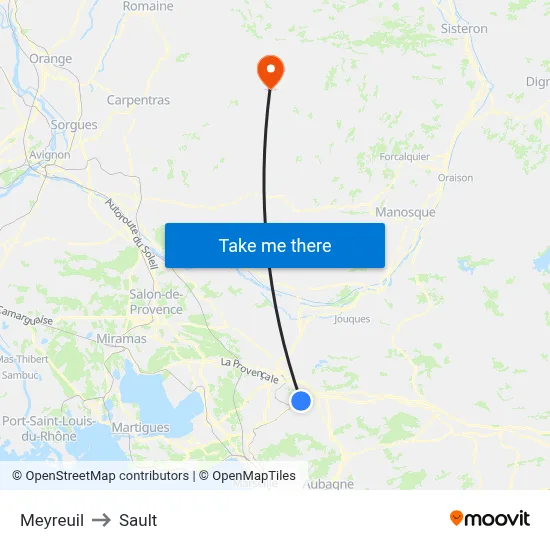 Meyreuil to Sault map