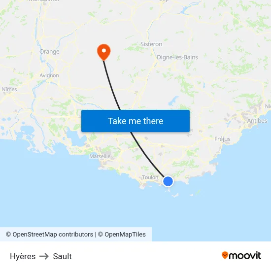 Hyères to Sault map