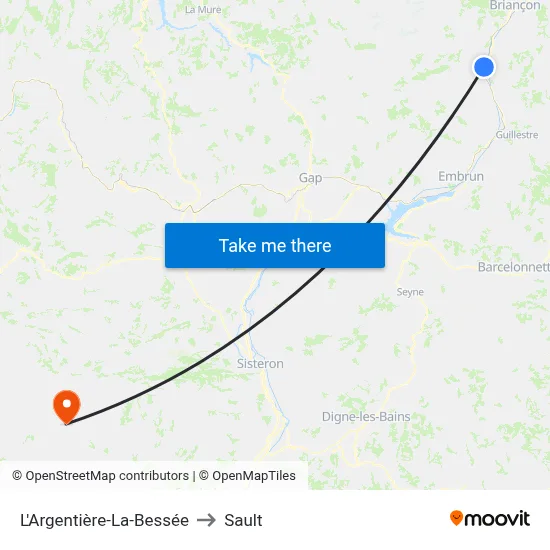 L'Argentière-La-Bessée to Sault map