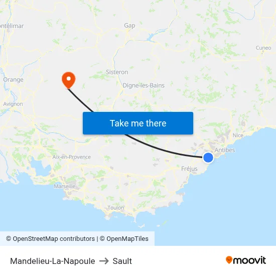 Mandelieu-La-Napoule to Sault map