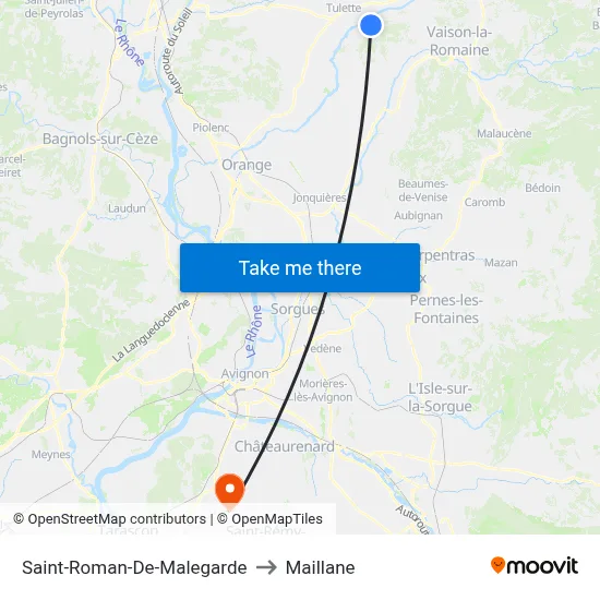 Saint-Roman-De-Malegarde to Maillane map