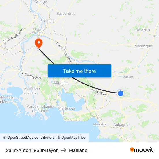 Saint-Antonin-Sur-Bayon to Maillane map
