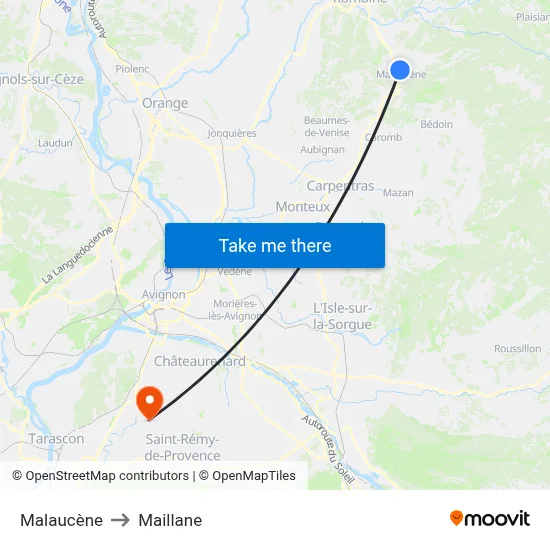 Malaucène to Maillane map
