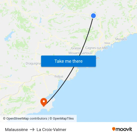 Malaussène to La Croix-Valmer map
