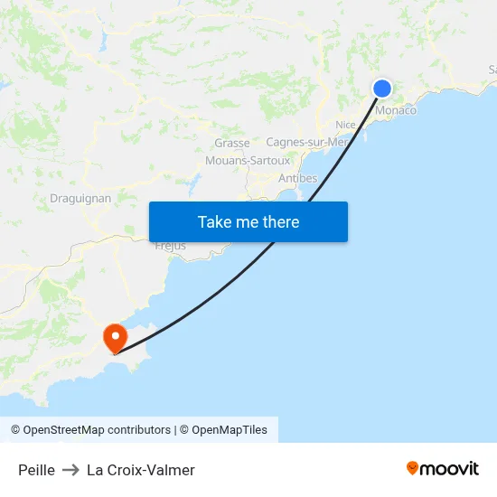 Peille to La Croix-Valmer map