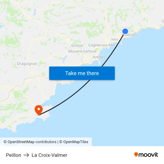 Peillon to La Croix-Valmer map